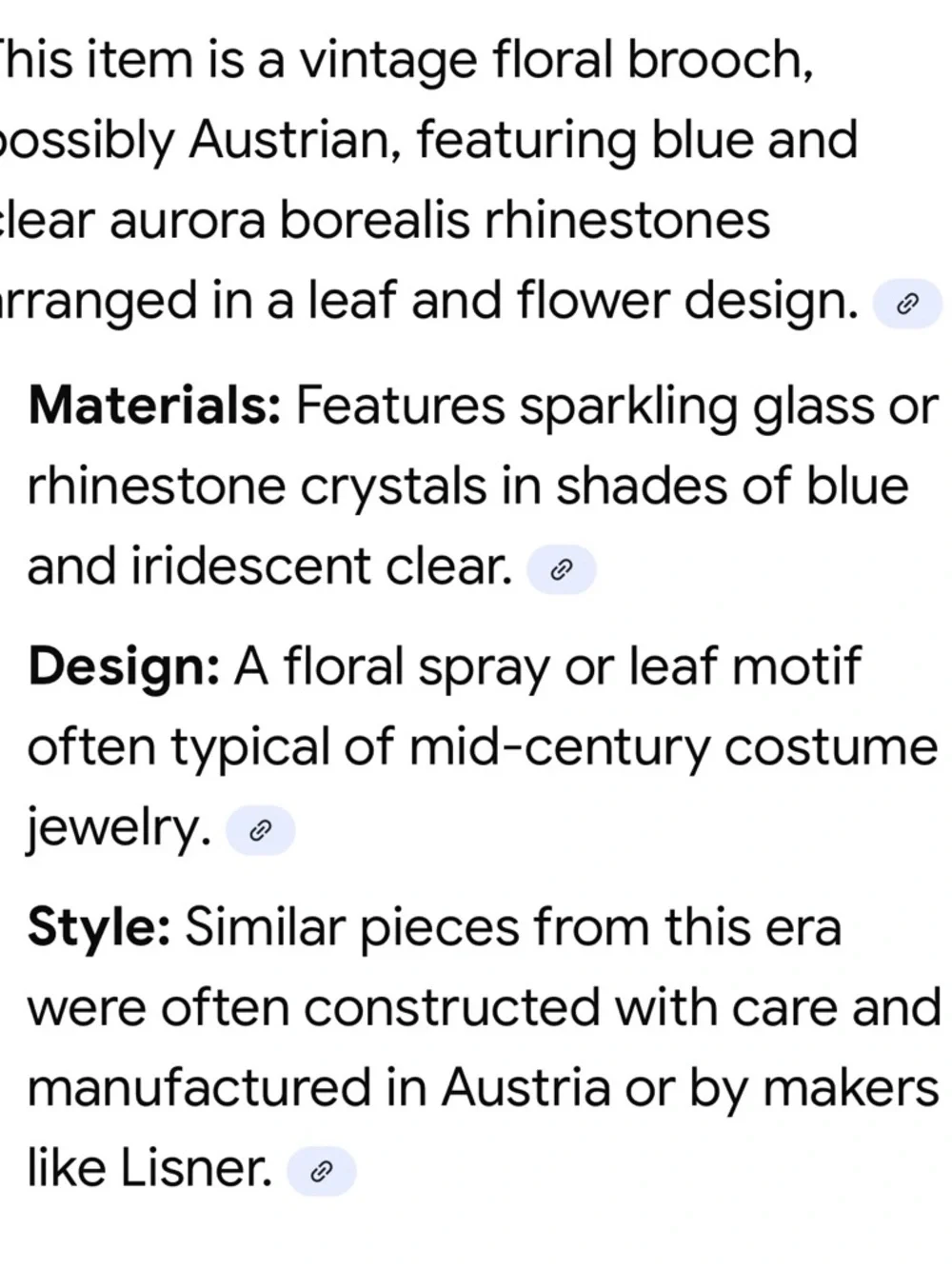 Vintage Gold Floral Brooch with Deep Blue and Iridescent Stones - Picture 7 of 7